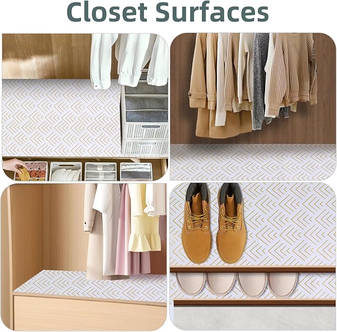 Shelf Liner for Kitchen Cabinets Non Adhesive Drawer Liner Gold Arrow Non-Slip Thickened Shelf Liner Paper Strong Easy to Clean for Tool Box Refrigerator with Knife and Tape Measure 23 inche x 30 feet