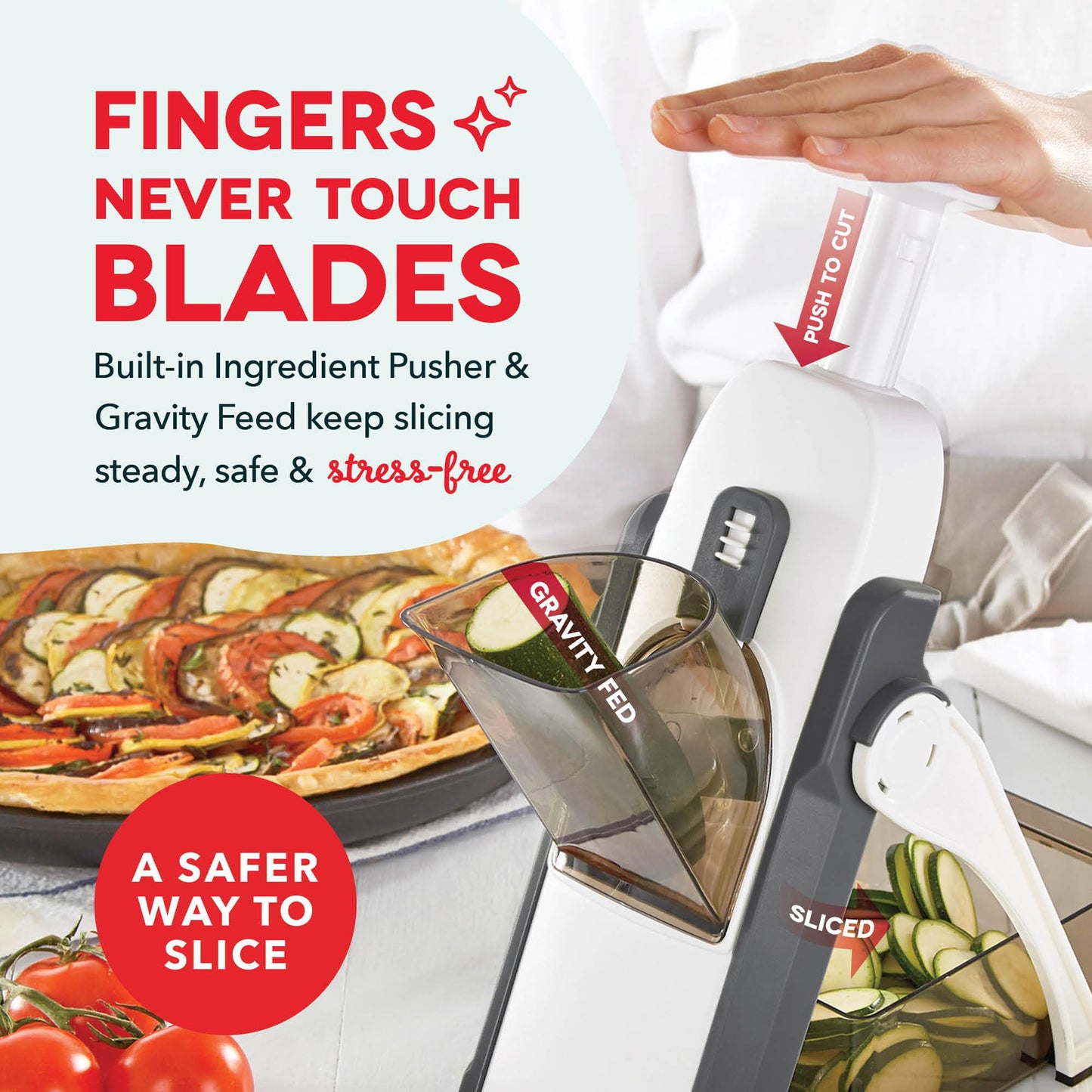 Dash Safe Slice® Mandoline - Compact, Foldable Food Slicer - Slice, Dice, Julienne & More - Perfect for Quick Food Prep - Recipe Guide Included - Cool Grey