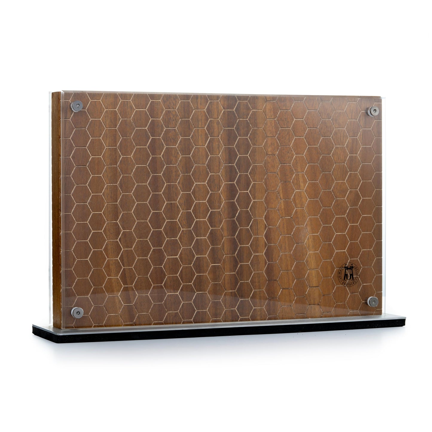 Schmidt Brothers - Honeycomb (Acacia Hex) Downtown Magnetic Knife Block, Acacia Hardwood and Acrylic Shield, Universal Cutlery Storage For 16-18 Knives