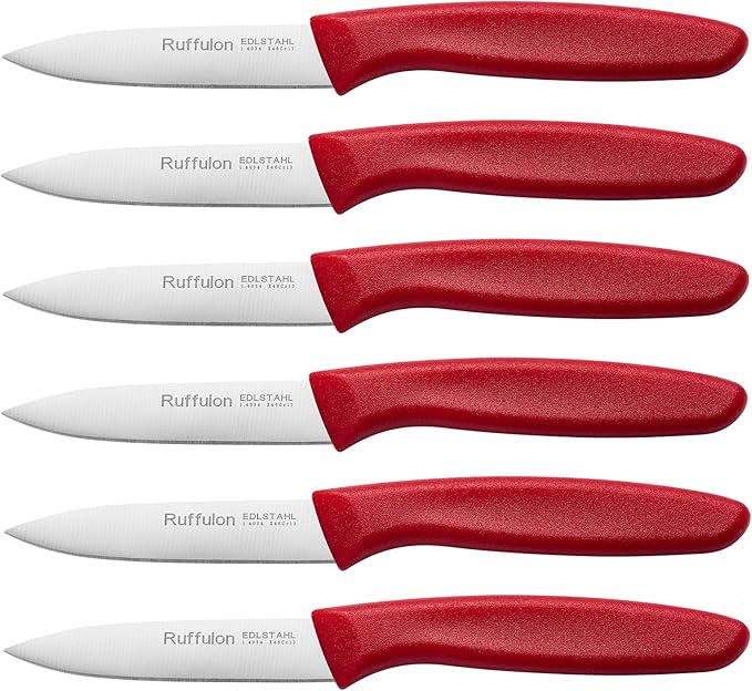 Paring & Fruit Knives Set of 6, Stainless Steel Sharp Blades, Black.