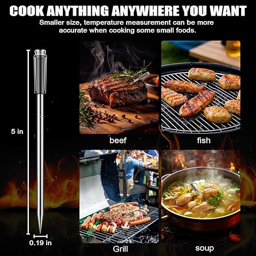 KylosTherm Bluetooth Wireless Meat Thermometer, No App Needed, 800FT Range, Dual Ultra-Thin Probes, IP67 Waterproof, HD Touch Screen - Perfect for BBQ, Grill, Oven, Smoker & Kitchen Cooking