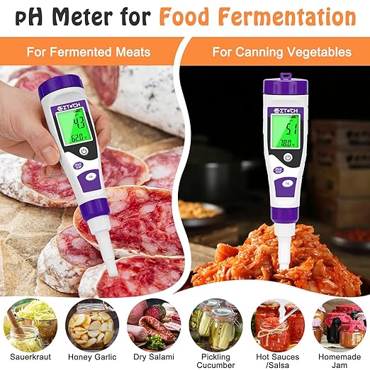 EZTOCH Food pH Meter, Digital pH Meter for Food Fermentation Canning