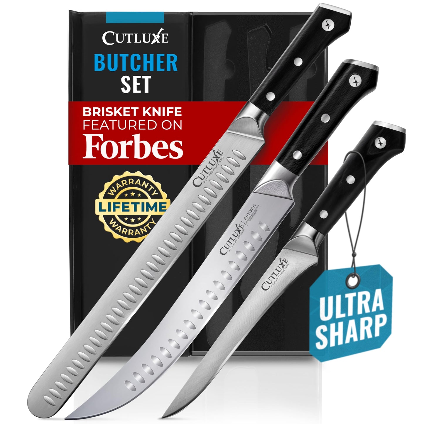 Cutluxe Butcher Knife Set, Brisket, Breaking & Boning Knife for Meat