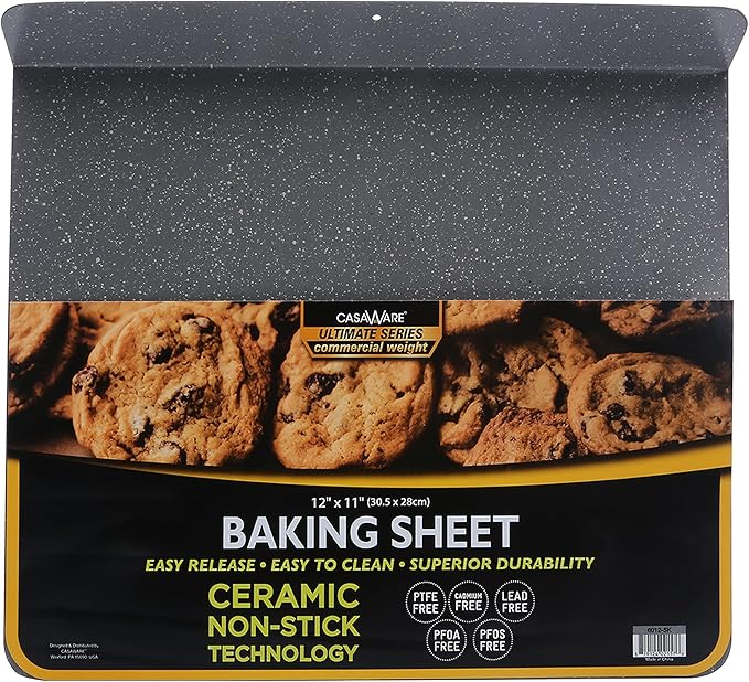 casaWare Toaster Oven 12 1/8 x 11-Inch (Exterior) 10-Inch (Interior) Baking Sheet with a 1.5-Inch Handle (Red Granite)