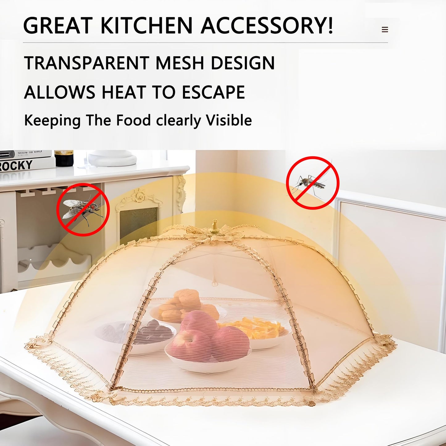 Procraan 3-Pack Extra Large Food Cover, 32"x32" Pop-Up Food Nets, Mesh Food Covers Tent Umbrella for Outdoors, Screen Tents, Parties Picnics, BBQs, Reusable and Collapsible Food Tents