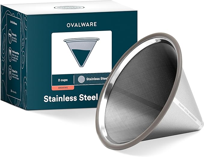 OVALWARE Pour Over Coffee Filter | Reusable, Titanium Rose Gold