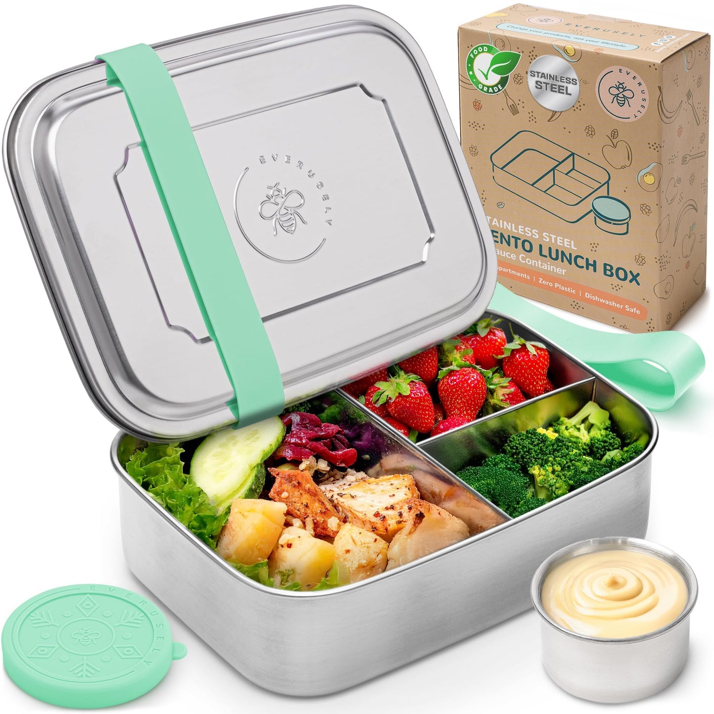 Stainless Steel Bento Box + Condiment Container - Lavender, 27oz / 0.8 L