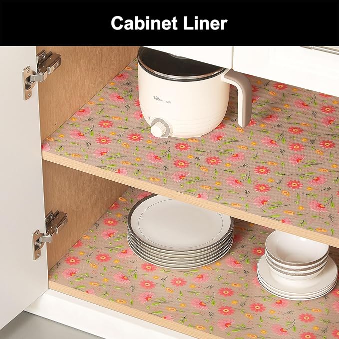 Cooyes Shelf Liner – Premium Non-Adhesive Cabinet & Drawer Liner for Kitchen – Waterproof Shelf Paper with Modern Pattern – Durable EVA Cabinet Mat – Easy to Cut （24" W x 120" L）