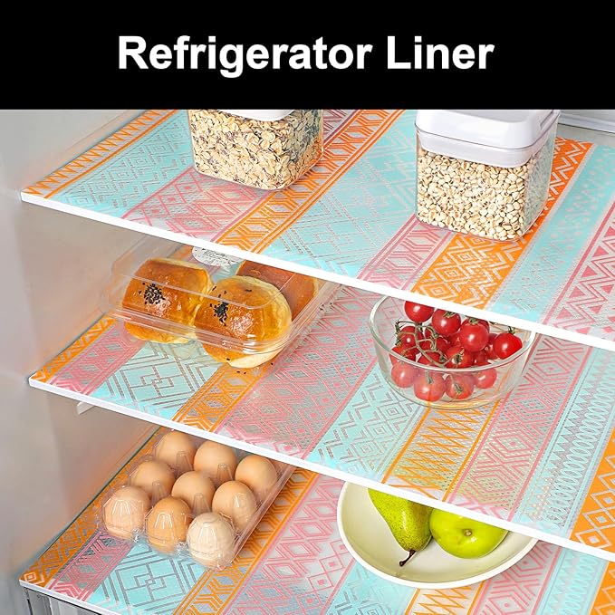 Cooyes Shelf Liners for Kitchen Cabinets, Refrigerator Liners Waterproof & Oil-Proof Kitchen Cupboard Liner Drawer Mats EVA Material Non Adhesive Fridge Liner for Shelves（23.6" W x 360" L）