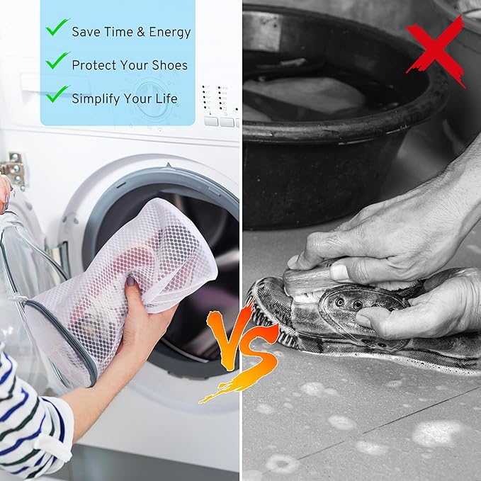 2 Pack 2 Size Large Shoe Washing Machine Bag, Durable Honeycomb Mesh Laundry Bag with Zipper for Sneakers, Running Shoes, Sock, Bras, Delicates and Toys