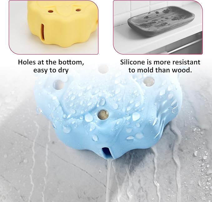 Blue Silicone Shower Steamer Tray/Holder/Hanger, Hangable&Durable Shower Steamer Holder, Long Lasting Bath Bombs Container, Aromatherapy Diffuser Containers, Bathroom Accessory for Bathroom Decor