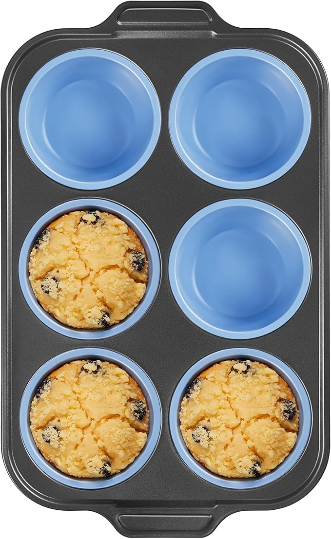 BRONYPRO Silicone Muffin Pans for Baking with Metal Frame, Egg Bite Molds, Cupcake Pans 12 Regular Size, Muffin Tins Easy to Pop Nonstick Non Toxic Bakeware for Oven,Rose Pink