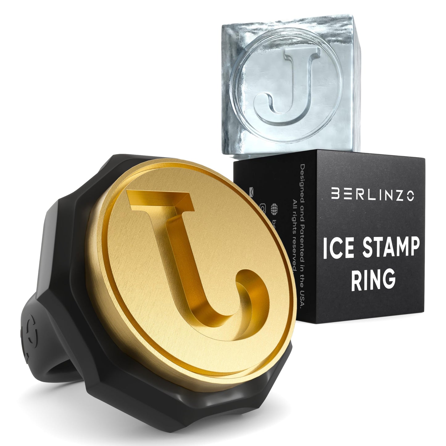 Berlinzo Brass Ice Stamp Ring Letter L