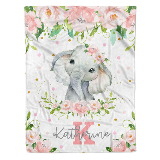 Arteaga Personalized Baby Blanket for Girls, Customized Floral Rose Blanket for Newborn, Super Soft Plush Fleece, 30''x40''