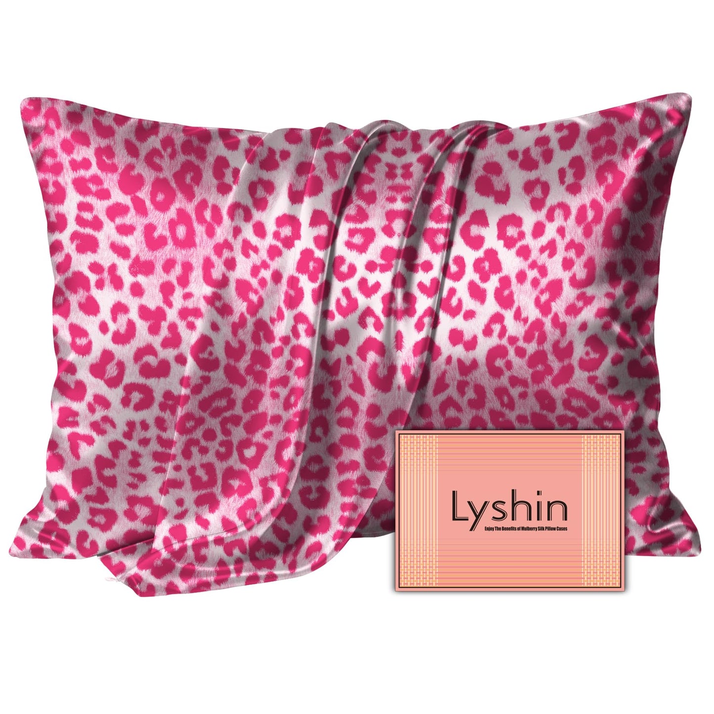 LYSHIN Silk Pillow Cases Standard Size with Hidden Zipper, Leopard