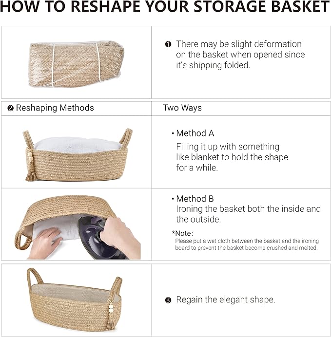 Mkono Small Storage Basket for Toilet Tank Top Boho Bathroom Decor Woven Rope Toilet Paper Tray Organizer for Shelf Bedroom Living Room, Jute, 1 Pack, 13" L x 6" W