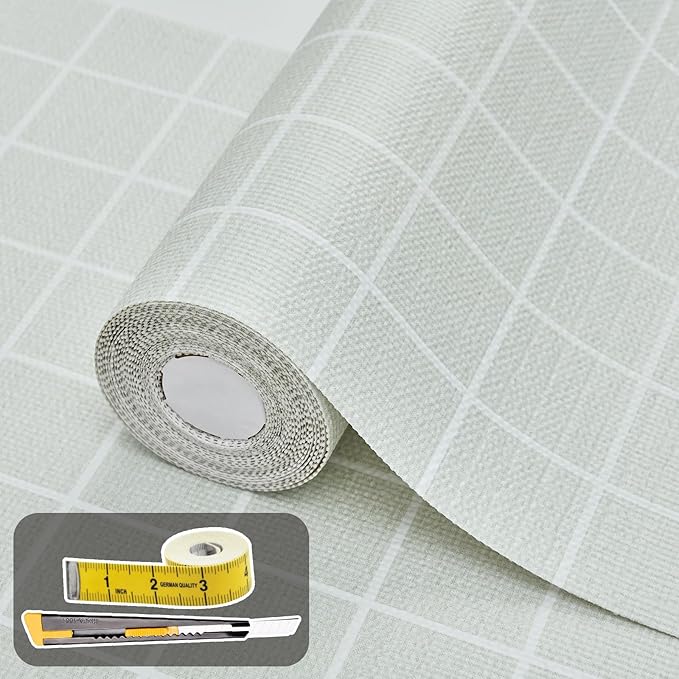 Drawer and Shelf Liner for Kitchen Cabinet: 17 in X 20 Ft Non Slip Waterproof Shelf Paper Non Adhesive Refrigerator Liners Light Gray Grid Easy Liners for Bathroom