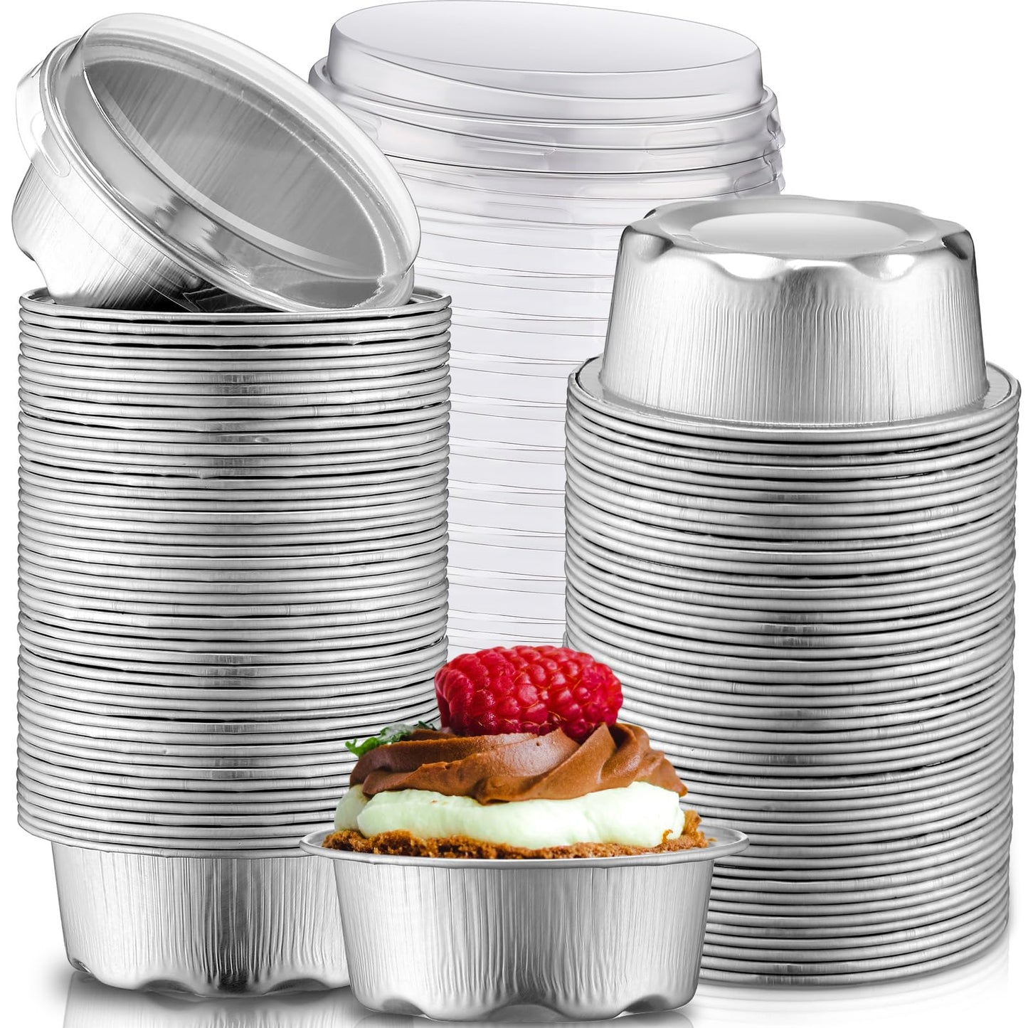 Eaasty 150 Pcs Baking Cups with Lids, 1.6 oz Cupcake Liners, Gold