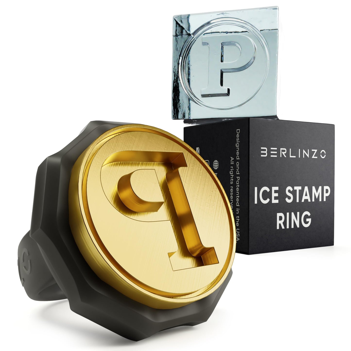 Berlinzo Brass Ice Stamp Ring Letter L