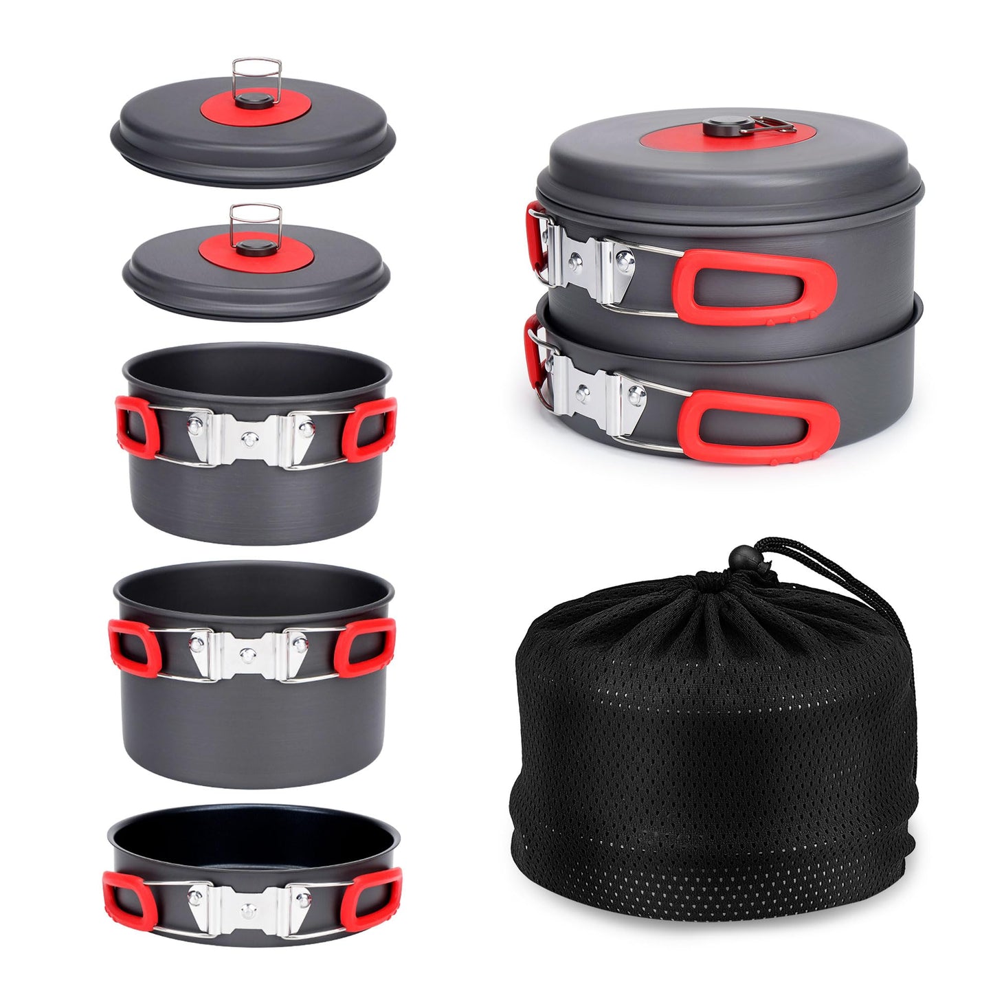 ALOCS Lightweight Camping Cookware Set, Pots and Frying Pan