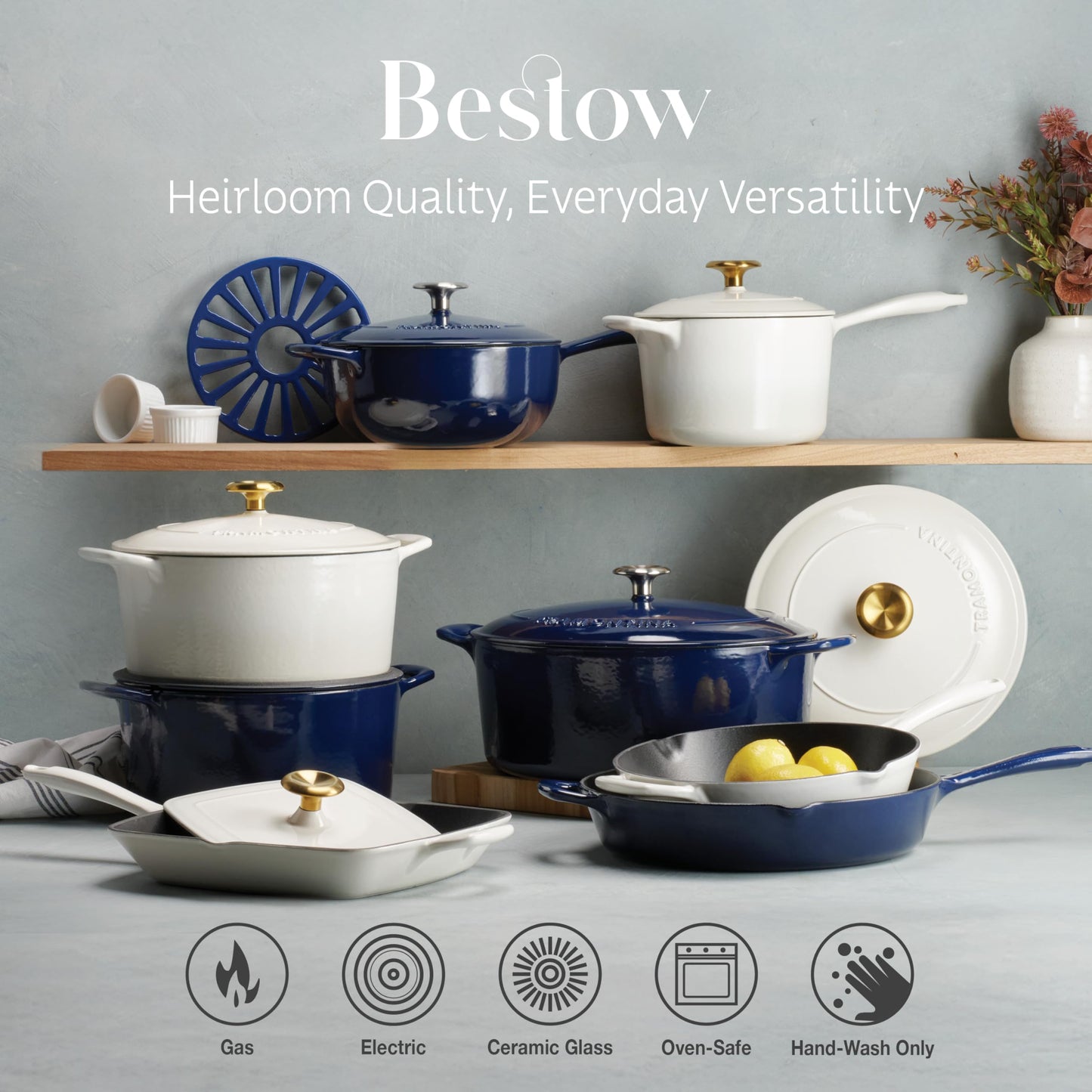 Tramontina Bestow Enameled Cast Iron 7-Qt Oval Dutch Oven Pot with Lid