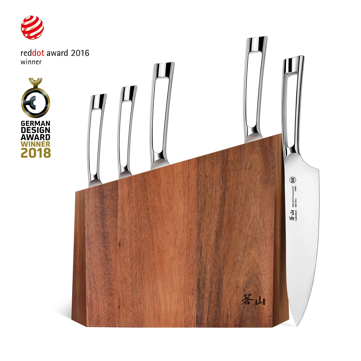 Cangshan N1 Series 6-Piece German Steel Forged Knife Block Set, Walnut Block