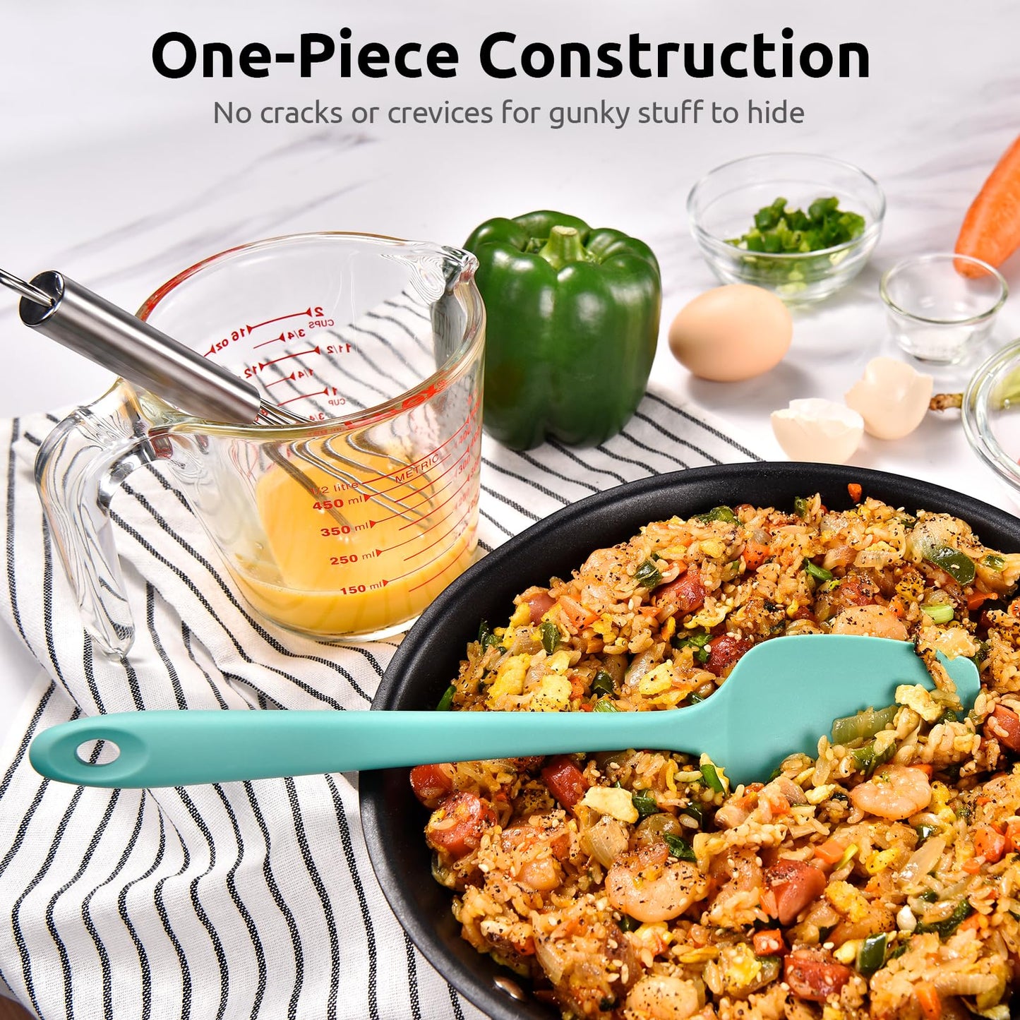 U-Taste 600°F Heat Resistant Food Grade Silicone Spatula, 4-Pcs, Multicolor