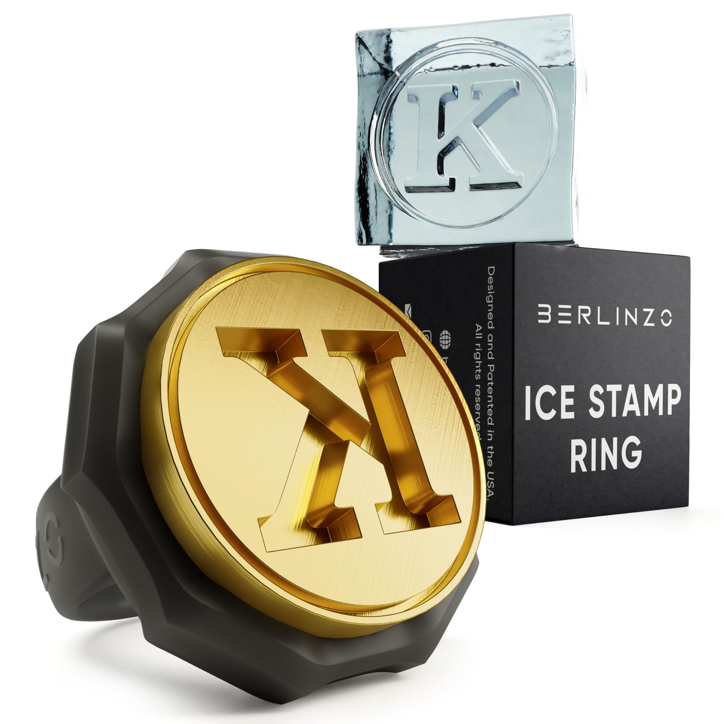Berlinzo Brass Ice Stamp Ring Letter L