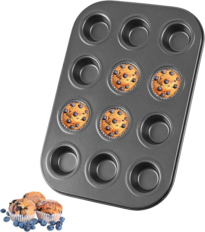 Audingull Mini Muffin Pan, Premium Small Cupcake Pans, Carbon Steel 12-Cup Muffin Tin, Versatile Non-Stick Bakeware