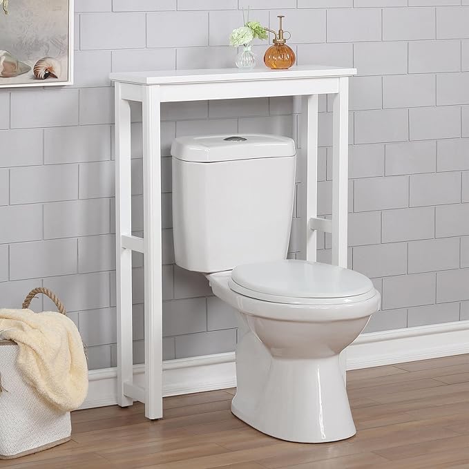 Dorset Over-the-Toilet Storage Shelf – 27" W x 37" H Space Saver Rack with Single Open Shelf for Towels & Toiletries – Minimalist Modern Design & Easy Assembly Bathroom Organizer by Alaterre Furniture