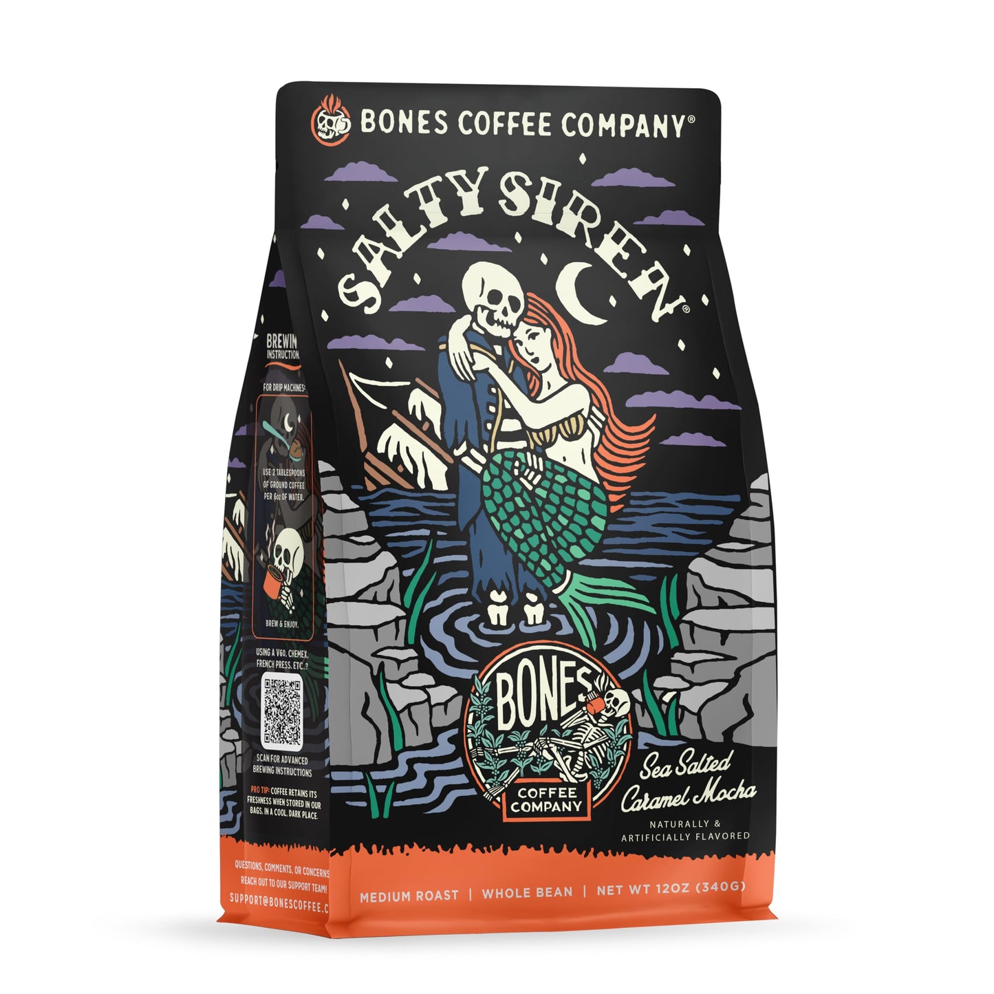 Bones Coffee Company Blueberry Blast Cake, Blueberry Pancakes Flavored Coffee, Medium Roast Low Acid Arabica Beans Compatible with Auto drip and French Press Coffee Maker, 12 Oz Whole Bean