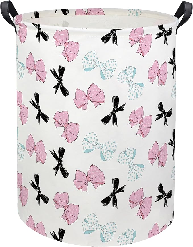 HIYAGON Butterfly Baby Laundry Basket Baby Hamper for Nursery Girl Kids Butterfly Hamper Cute Kids Toys Storage Bin Organizer Butterfly Room Decor for Home(Bowknot)