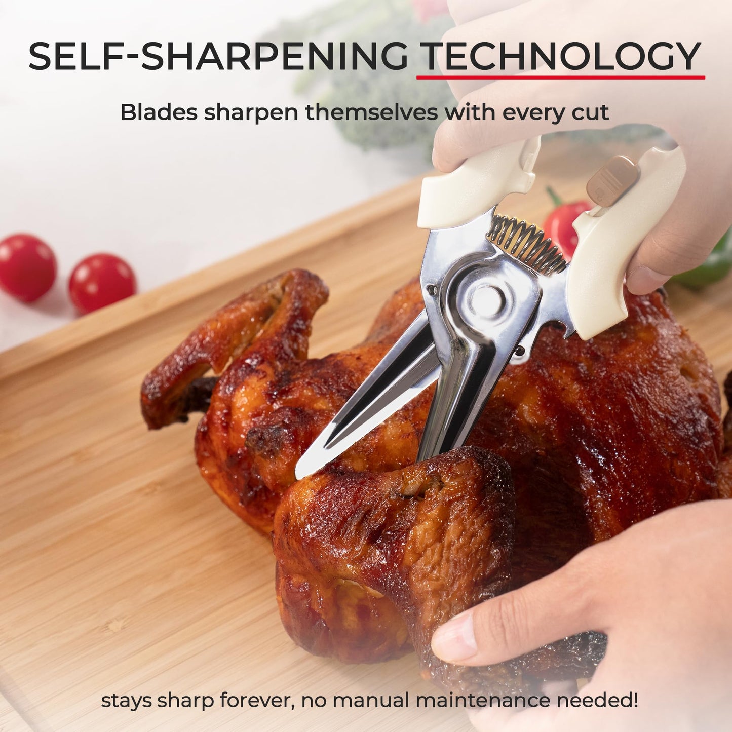 OOU White Bear Kitchen Scissors, All Purpose Heavy Duty Sharp Kitchen Shears Dishwasher Safe, Cooking Shears for Meat Chicken Fish Poultry Herb Bread