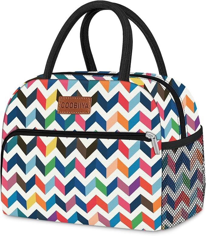 Coobiiya Lunch Bag Lunch Box for Women Men, Reusable Cute Lunchbag - Leakproof, Adult Insulated Lunch Box Tote with Large Capacity, Cooler Container for Work, Travel, Office（Pattern）