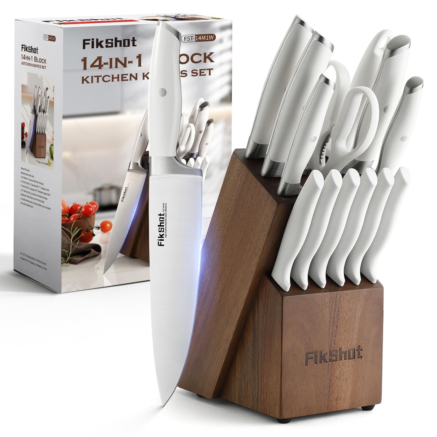 Fikshot Knife Set, German Stainless Steel, Black, 14-Piece kitchen knives