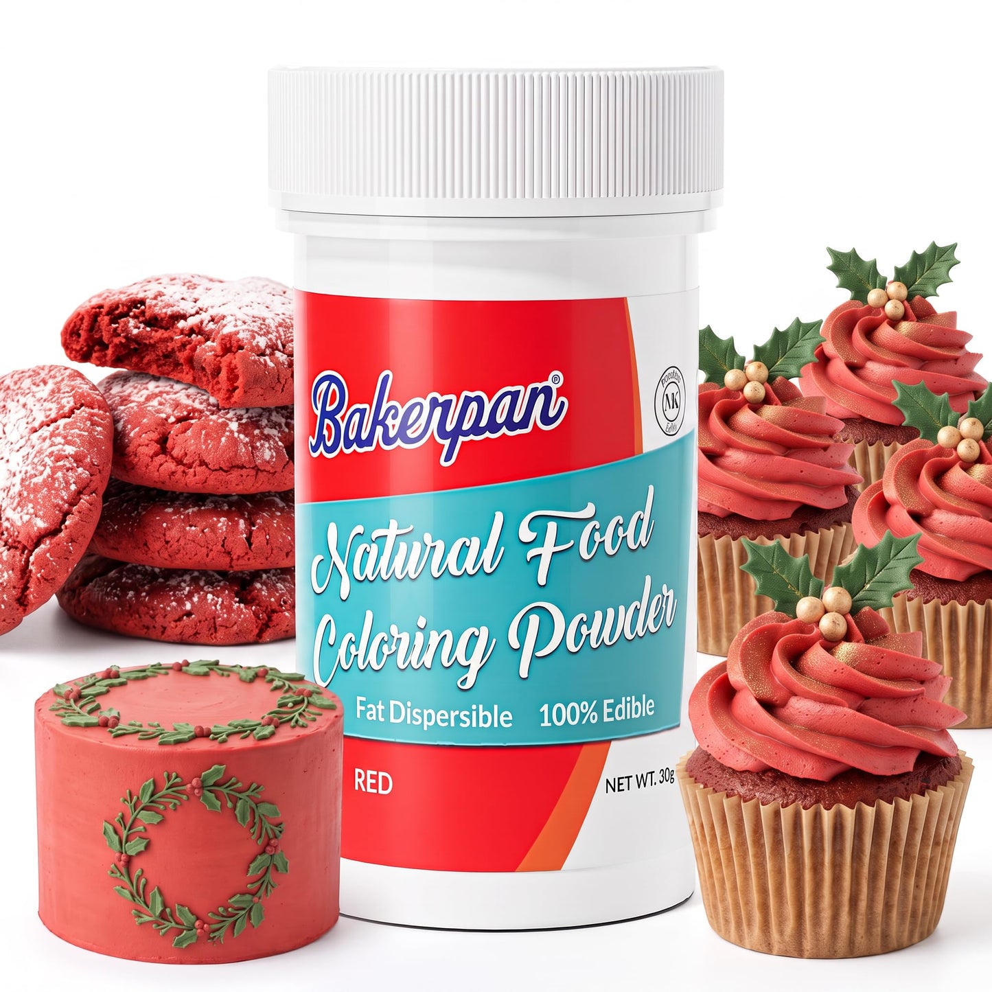 Bakerpan Black Food Coloring Powder for Baking - 30g Oil Based, Artificial Dye-Free, Kosher, Gluten-Free - For Buttercream, Chocolate, Candy