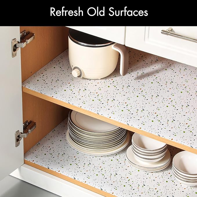 Cooyes Shelf Liner – Premium Non-Adhesive Cabinet and Drawer Liner for Kitchens – Waterproof Shelf Paper with Modern Pattern – Durable EVA Cabinet Mat – Easy to Cut