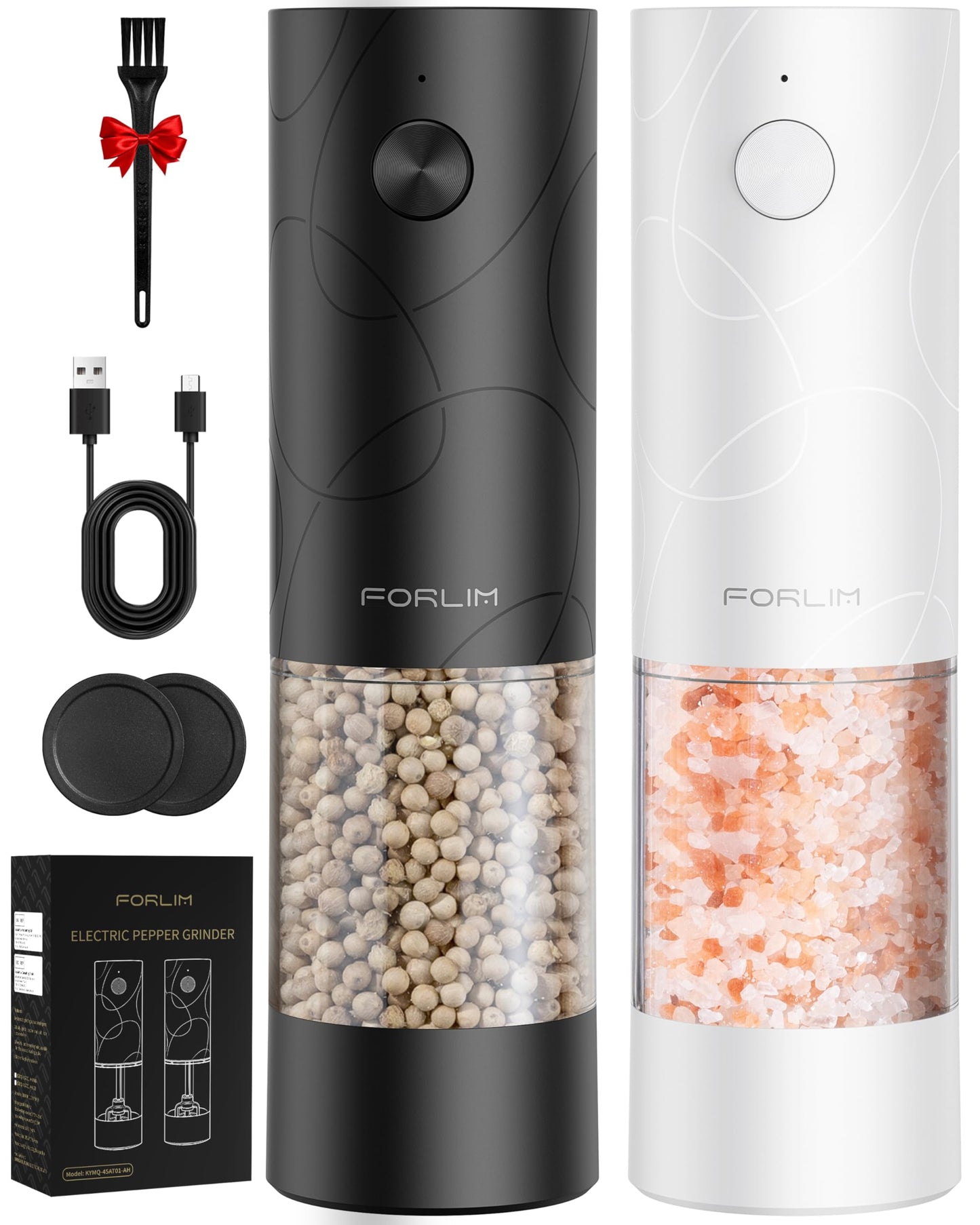 FORLIM 2 Speed Electric Salt And Pepper Grinder Set, Metallic Gunmetal