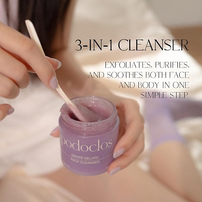 Grape Gelato Pack Cleanser | Face & Body Exfoliating Cleanser, Gentle on Skin, Tough on Dead Cells, Plant-Based Scrub, Honey Cica™ & Grape Extracts, Korean Skin Care | 3.88 oz