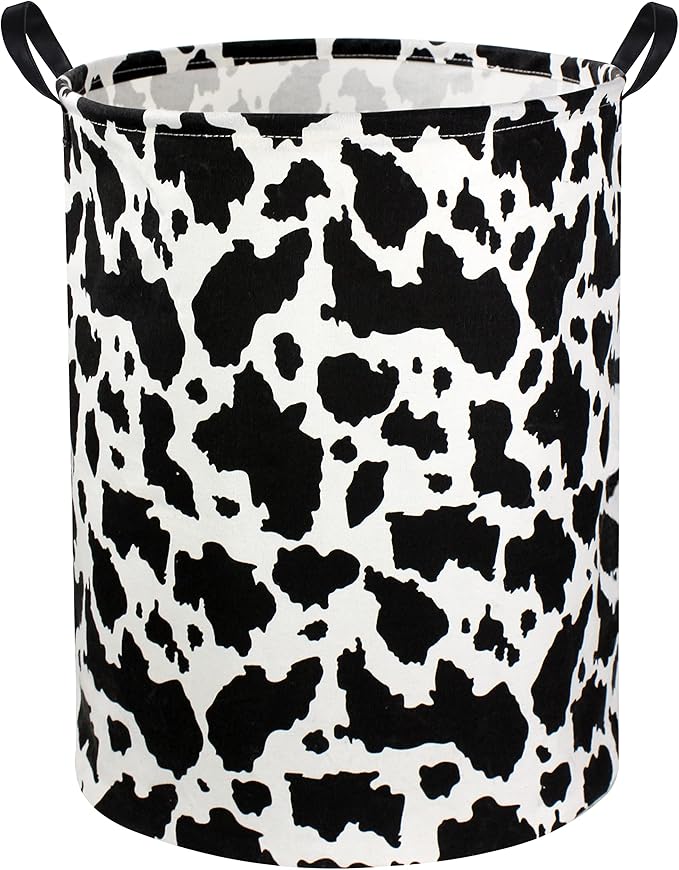 Cow Print Laundry Basket Baby Nursery Clothes Hamper Collapsible Toy Storage Bin Organizer with Handles for Kids,Boys and Girls Room Decor(Cow)