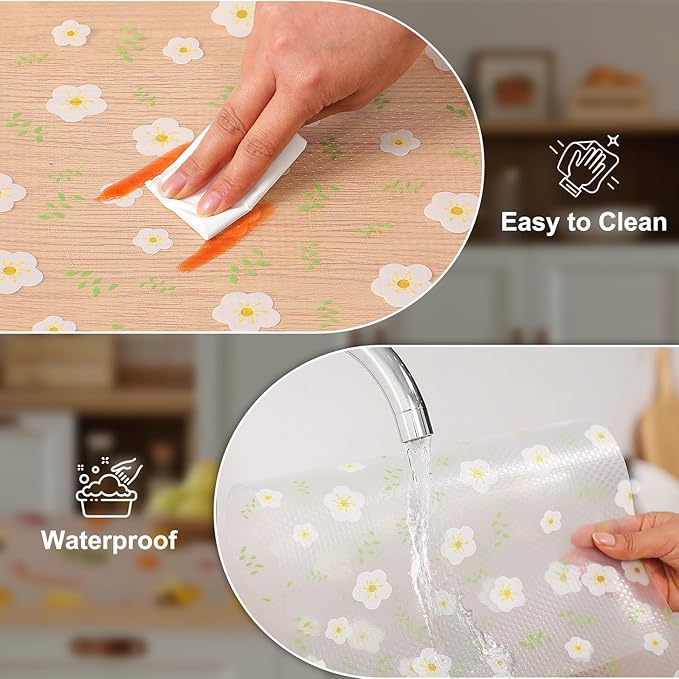 Cooyes Shelf Liner – Premium Non-Adhesive Cabinet & Drawer Liner for Kitchen – Waterproof Shelf Paper with Modern Pattern – Durable EVA Cabinet Mat – Easy to Cut （12" W x 360" L）