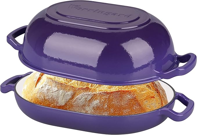 VORRINGARD Enameled Cast Iron Sourdough Bread Oven, Dutch Oven, Loaf Cast Iron Bread Pan for Homemade Bread Baking, Meatloaf Pan with Lid, 7QT, Pink