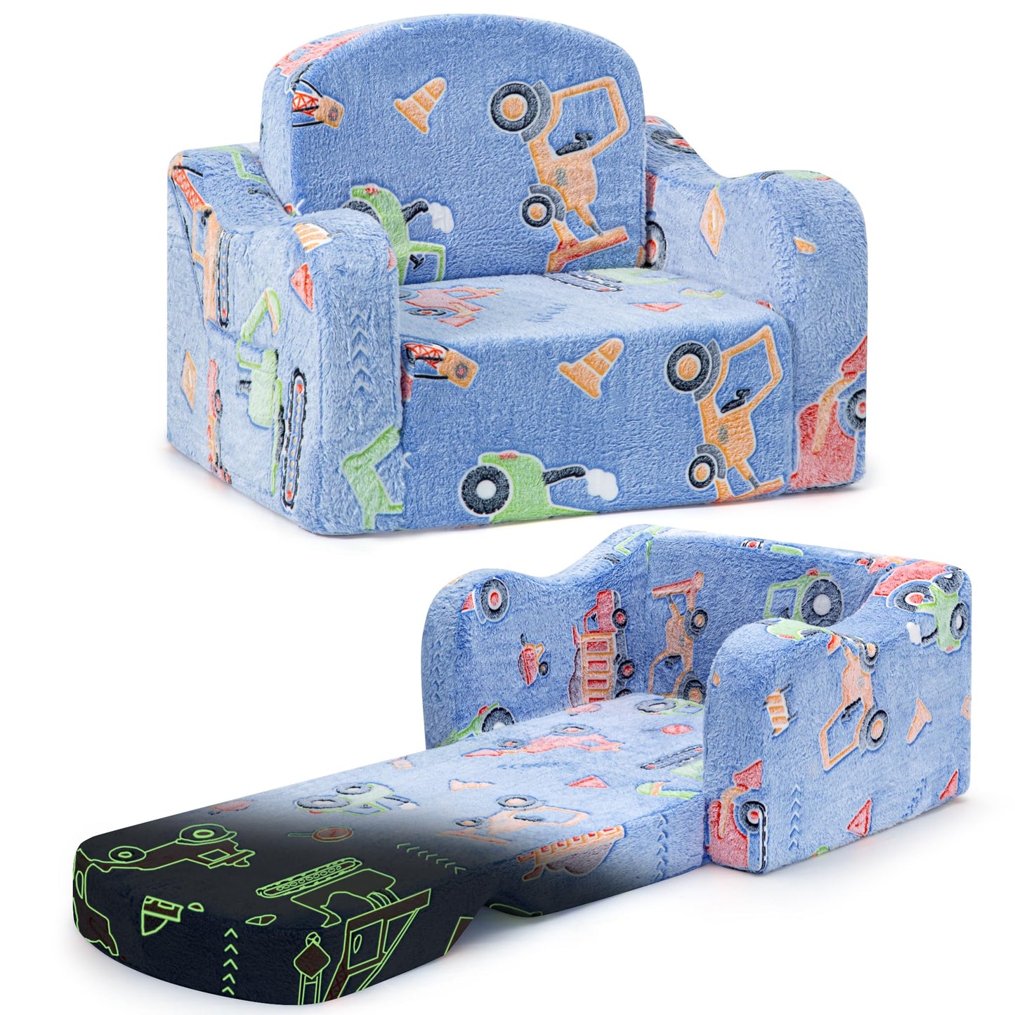 aodisman Thick Comfy Kids Chair and Couch,Foldable Plush Sofa with Pocket