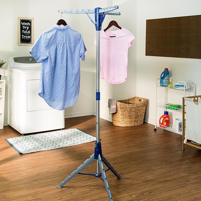 Honey-Can-Do Steel Tripod 64-Inch Folding Clothes Drying Rack – Space-Saving Collapsable Clothes Rack, Durable Clothes Dryer Stand for Laundry Room, 3 Rotatable Arms for 30 Hangers