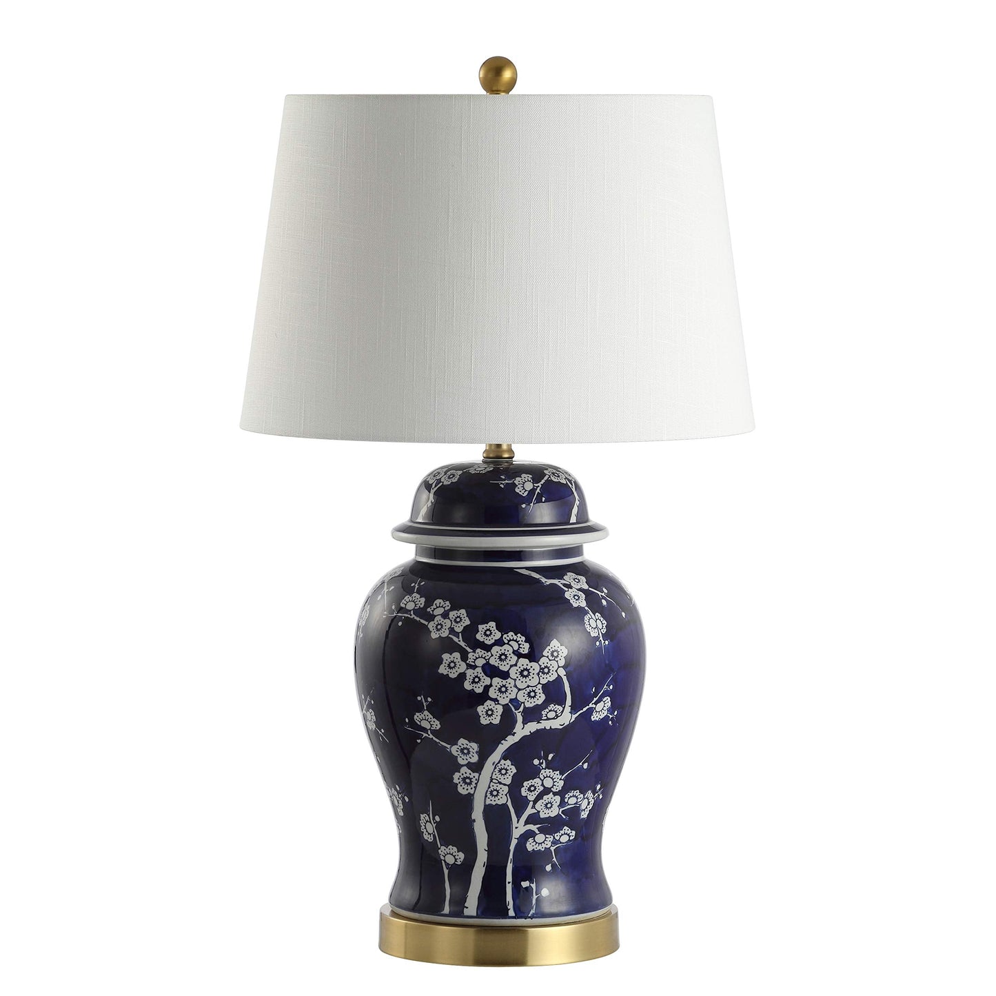 JONATHAN Y Gracie Ceramic Ginger Jar Table Lamp 29.5", White/Navy