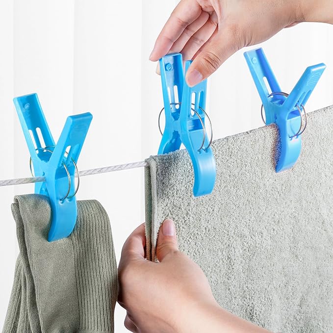 JABINCO Beach Towel Clips Chair Clips Towel Holder,Plastic Clothes Pegs Hanging Clip Clamps (Pack of 8)
