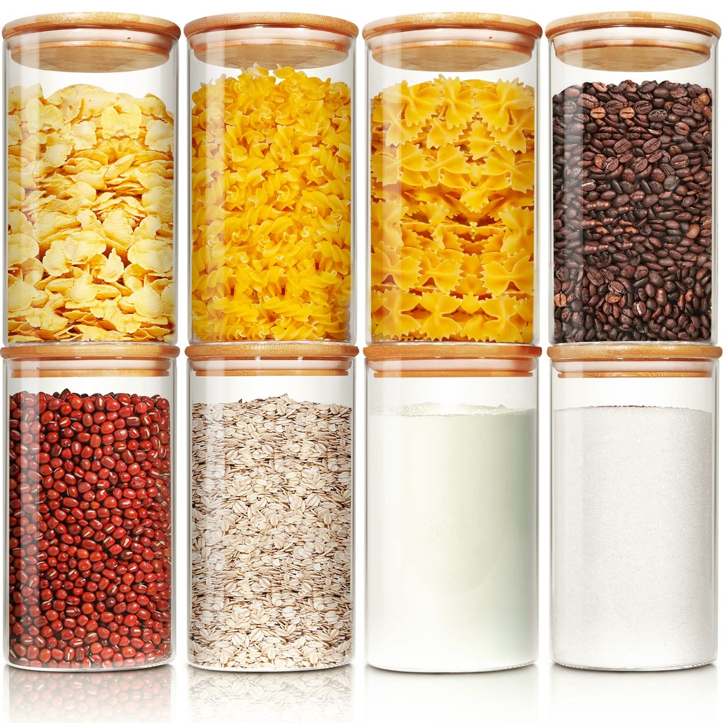 27 oz Glass Jars with Bamboo Lids, Airtight Food Storage Containers, 6 Pack