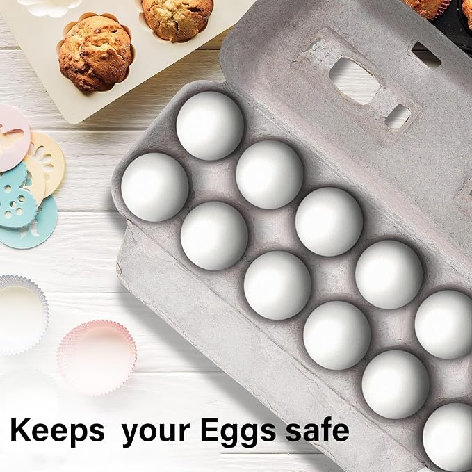 MT Products Blank Natural Pulp Egg Cartons Bulk - Made in USA - Holds Up to Twelve Eggs - 1 Dozen - Cardboard Material Perfect For Storing Extra Eggs (Pack of 5)