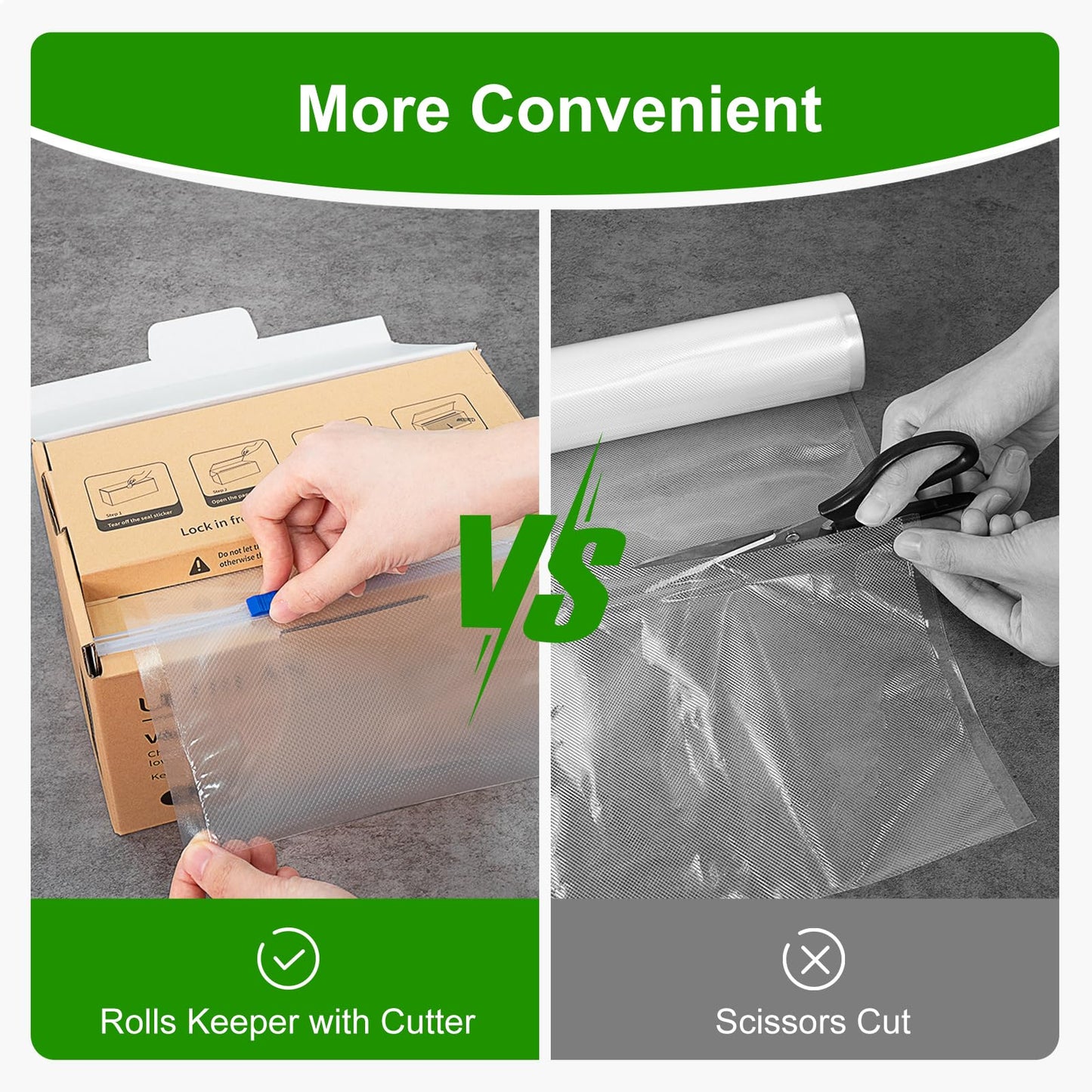 Ultrean 8" x 150' Vacuum Seal Roll Keeper with Cutter, Commercial Grade Vacuum Sealer Bags for Food Saver,BPA Free,Ideal for Storage, Meal Prep and Sous Vide