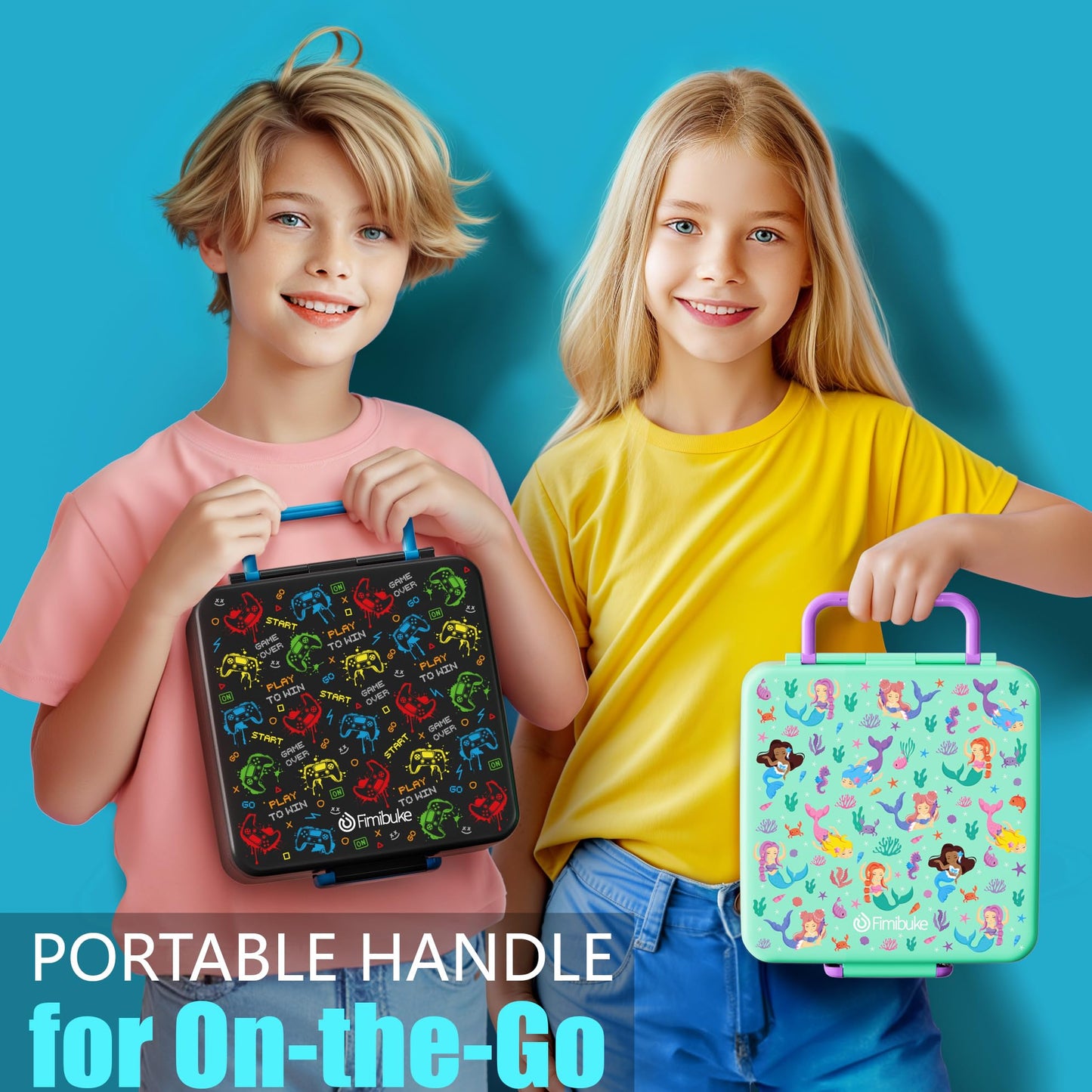 Fimibuke 60oz Kids Bento lunch Box with Insulated Lunch Bag & 8.5oz Thermo